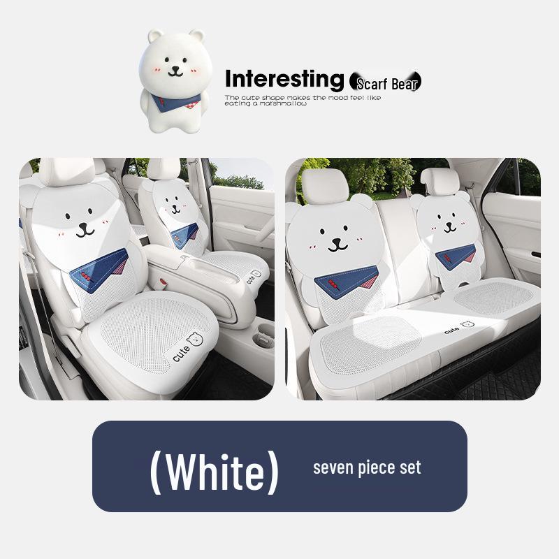 Bear Cartoon Scarf Car Seat Cushion for Women - Fits Volkswagen Magotan, Passat, Sagitar, Lavida - All Seasons