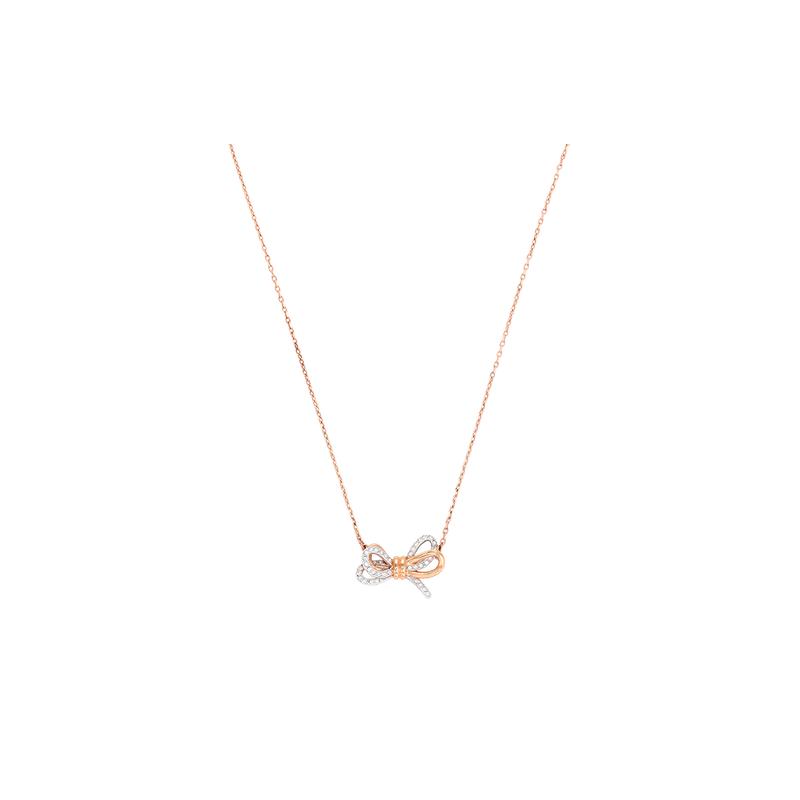 Swarovski Lifelong Bow series sweet two-color bow necklace women s rose gold plated 5440636