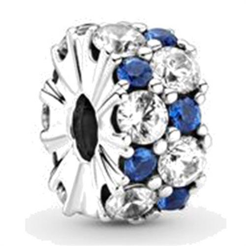 Bracelet Blue Transparent Shining Round String Mother'S Day Beaded Pendant Silver Plated Bracelet Bracelet Loose Beads