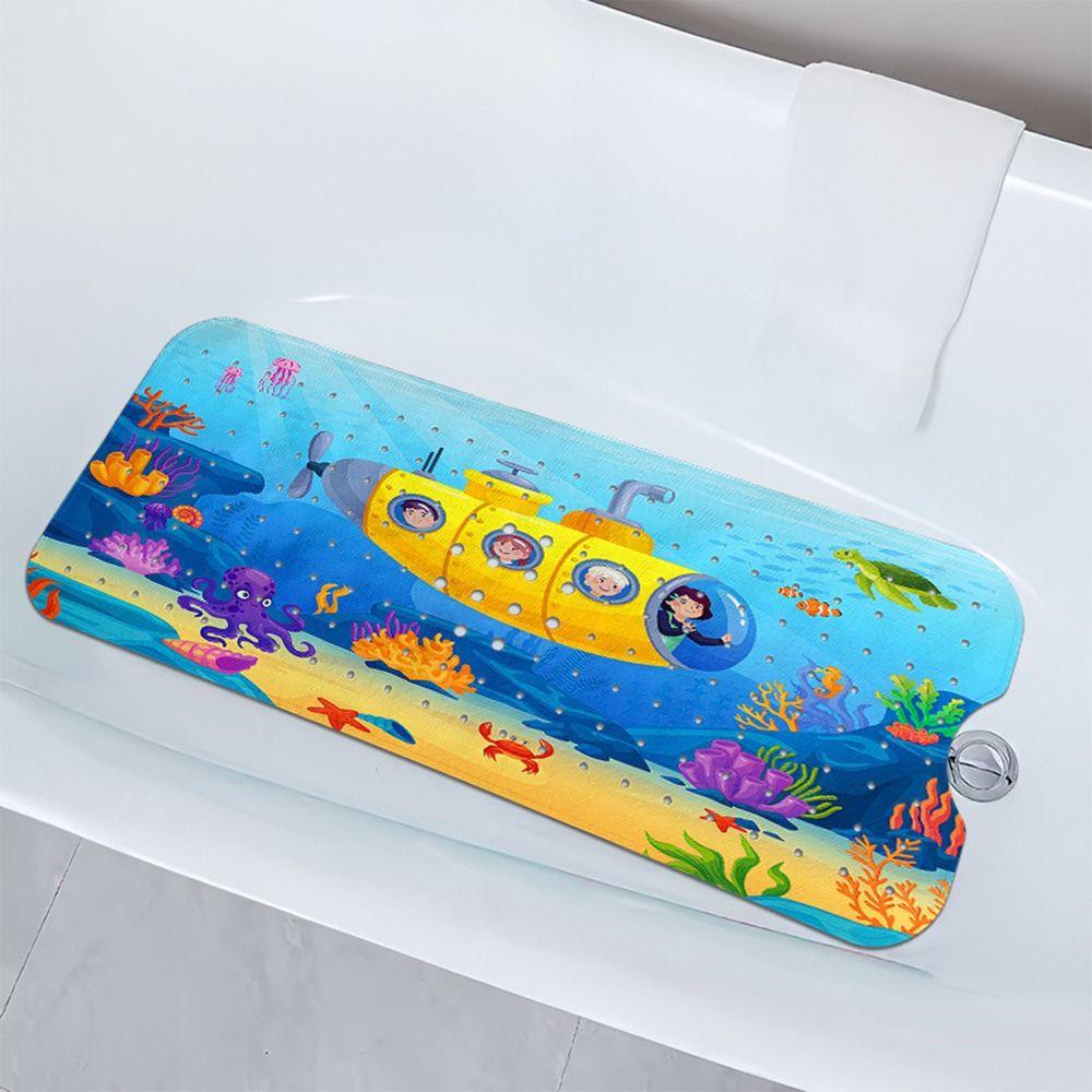 Cartoon Pattern Bathtub Mats 100cm*40cm Sea Animal Non-Slip Bath Mat Anti Slip Suction Cup Foot Massage Bathroom Floor Carpet