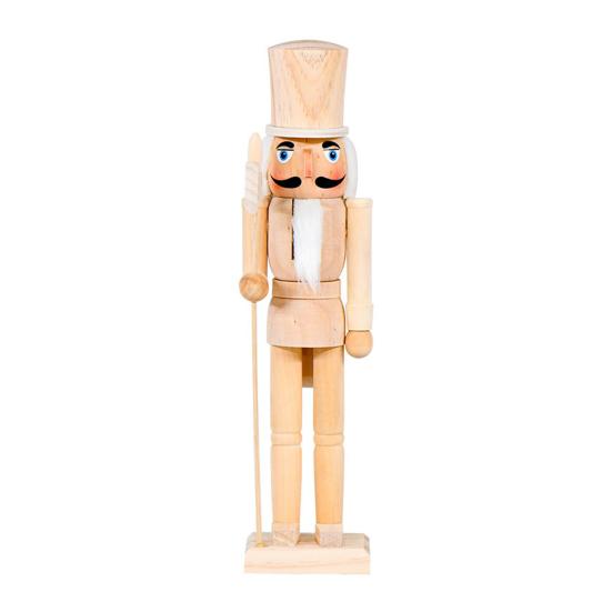 

38CM Christmas Wooden Unfinished Nutcracker Figurine DIY Blank Unpainted Soldier Figure Festival Holiday Party Ornament Decoration 38cm