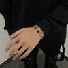 Obsidian Splicing Beaded Bracelet for Men Stainless Steel Unisex Versatile Hand Chain Cold Tone Personality Hip Hop Vintage Gift