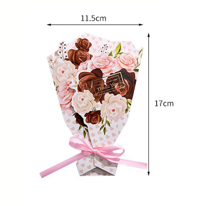 Creative 3D Bouquet Bow Thanks Greeting Card Floral Christmas Card Valentine's Day Postcard Flowers Birthday Gifts Message Card
