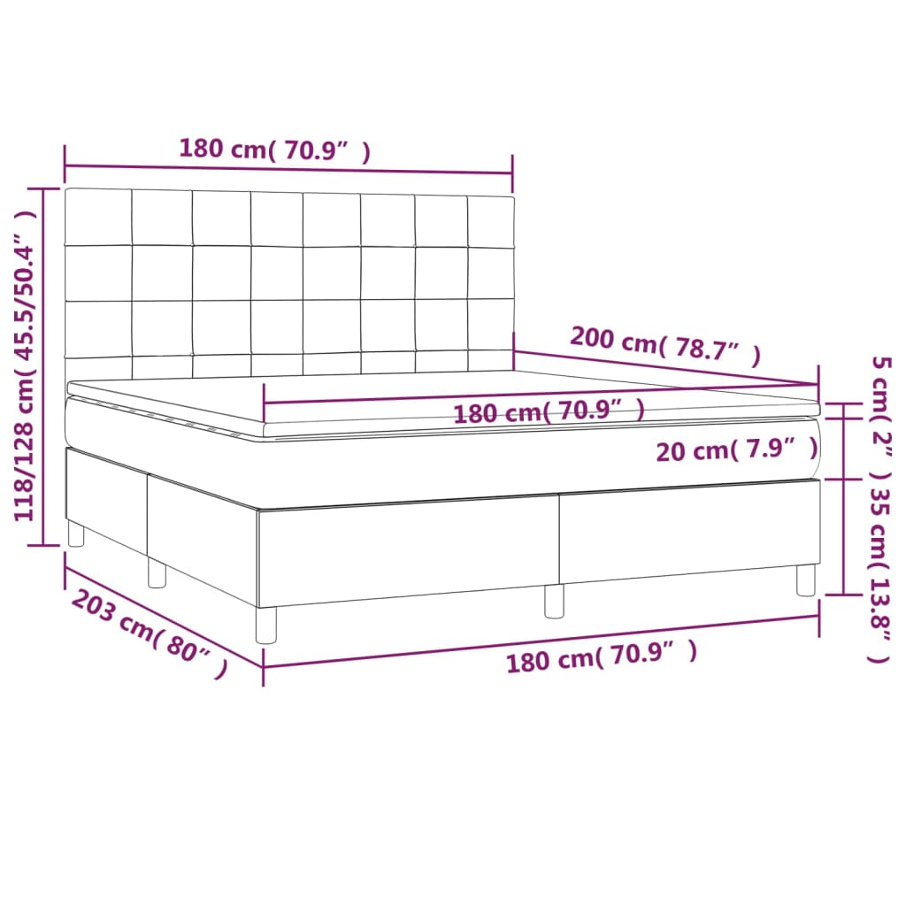 Vidaxl Letto Continentale Con Materasso, Taupe, Tessuto, 180X200 Cm