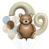 Cute Matte Teddy Bear Balloon Set Milk White Digital Aluminum Film Balloon Birthday Party Decoration Rainbow