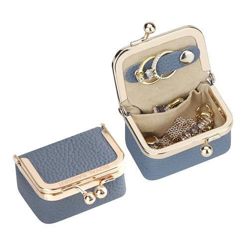 

Royal Bagger Genuine Leather Mini Jewelry Box Women s Coin Purse Solid Color Kiss Lock Change Pouch Casual Style Small Storage Bag for Women 1894 джинсовый синий