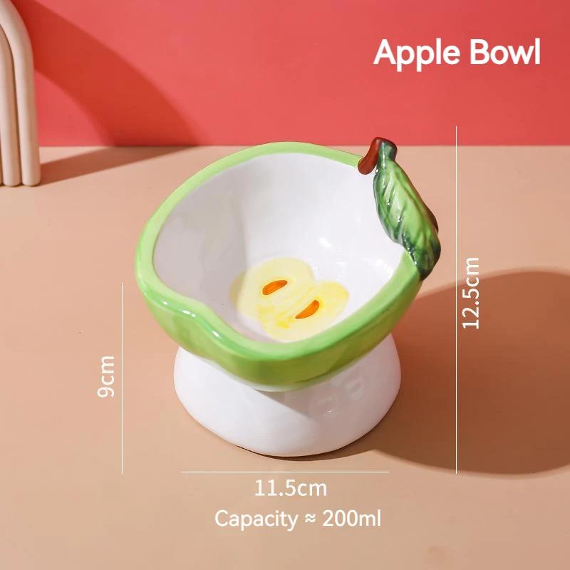 Six Fruit Designs Pet Feeding Bowls Cute Strawberry Apple Grape Peach Cearamics Cat Food Bowl Cat Feeder