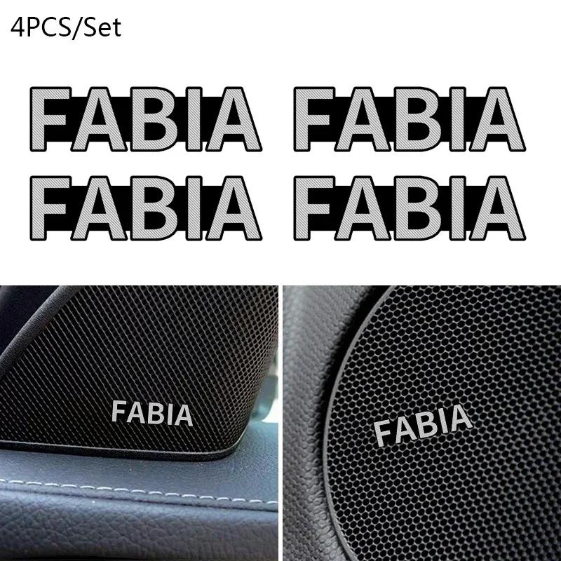 FGD3 4pcs for Skoda Logo Fabia Superb Kamiq Kodiak Yeti Octavia Karoq RS Car Inner Speaker Decals Audio Sound Badge Stereo Sticker