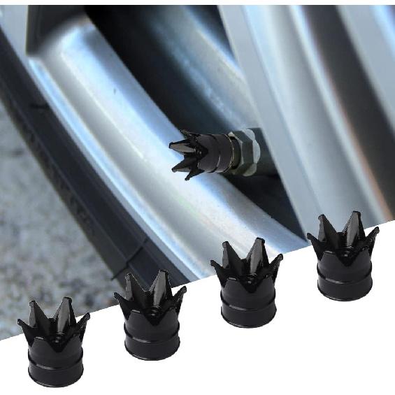 Senzeal 4PCS Crown Car Tire Valve Stem Caps Aluminum Alloy Air Caps Cover Dust Proof Tire Wheel Stem Caps Stem Covers Universal for Cars Bicycle