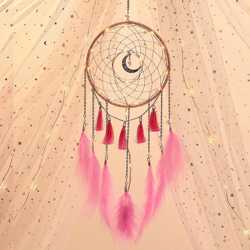 Obří lapač snů Měsíc - Boho větrný zvonkohra do dívčího pokoje, Tkané umění Narozeninový dárek