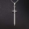 Unisex Gothic Dark Alloy Sword Pendant Necklace with Stainless Steel Clavicle Chain
