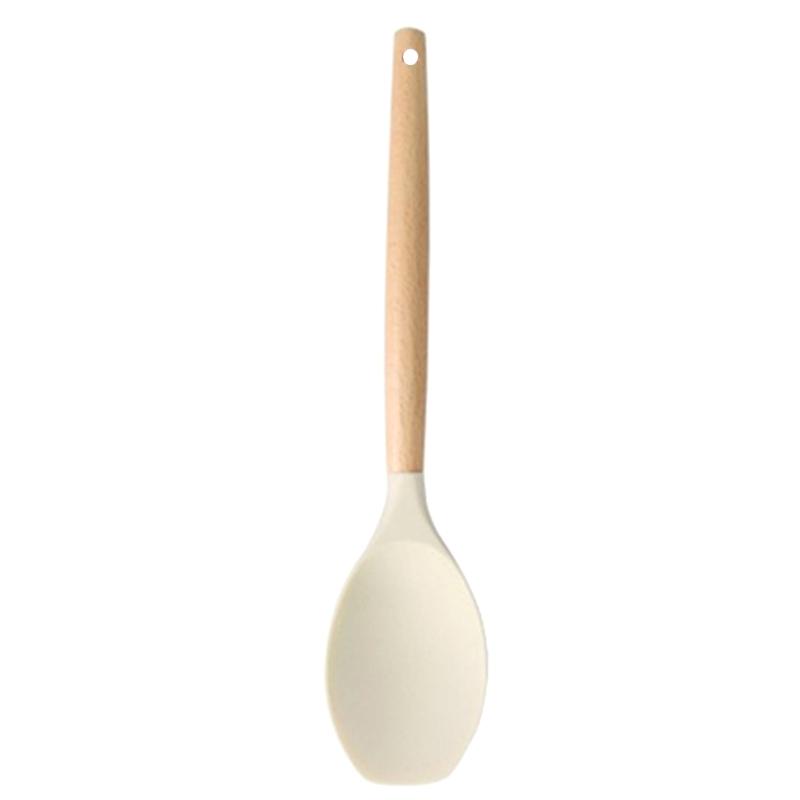 Home Cooking Utensils Silica Gel Scoop Salad Agitator Scoop Wood Handle Pot Cooking Silica Gel Pot Scoop Kitchen Utensils