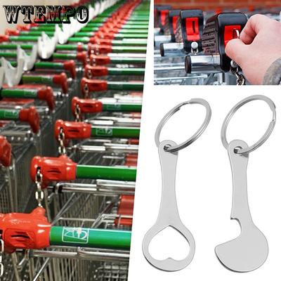 Supermarket Mall Shopping Cart Assisted Key Chains Creative Stainless Steel Keychains DIY Door Key Car Key Hanging Accessories
