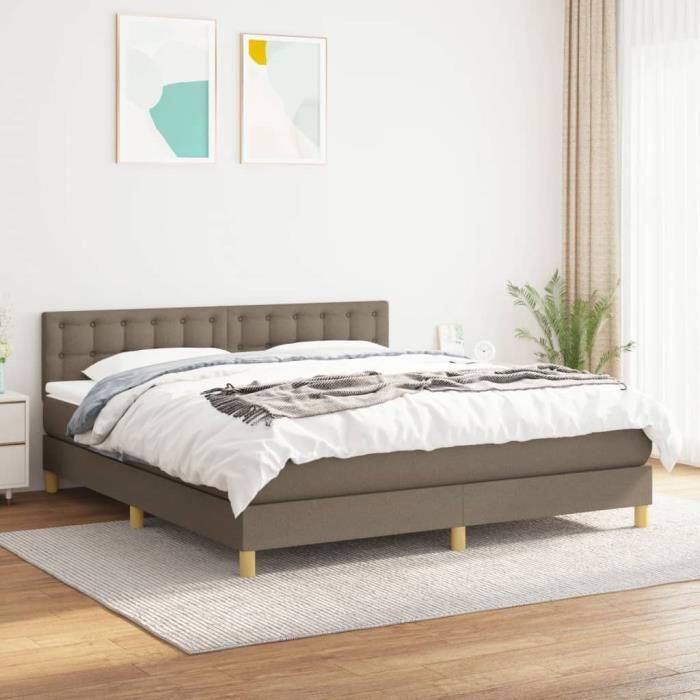 3140949 vidaXL Divan Bed with Mattress Taupe 160x200 Cm Fabric