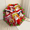 Personagens de Sailor Moon de Natal em Guirlanda Festiva - Guarda-chuva com Abertura/Fechamento Automático, Equipamento para Exterior, Leve e Durável, Presente Perfeito' 049