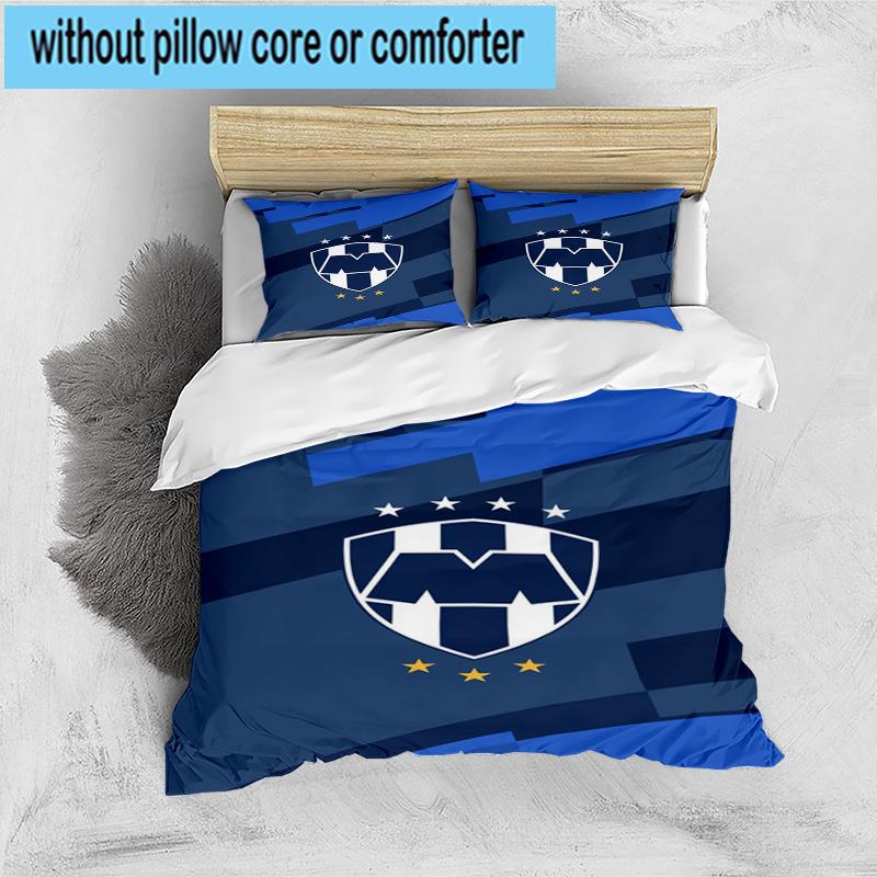3pcs Monter-rey Football Crest Art Printed Bedding Set Duvet Cover Closure Includes 1 Duvet Cover & 2 Pillowcases Bedding Sets Home Decor Gifts