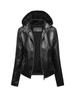 Giacca Invernale con Cappuccio in Ecopelle da Donna Taglie Forti Moda Slim Fit Caldo Cappotto
