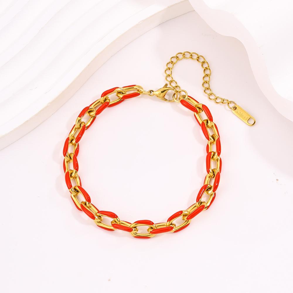 Fashion Small Fresh Enamel Bracelet, Girls' High-end Sense, Color Oil Drip Bracelet, Titanium Steel Does Not Fade, Direct Sale