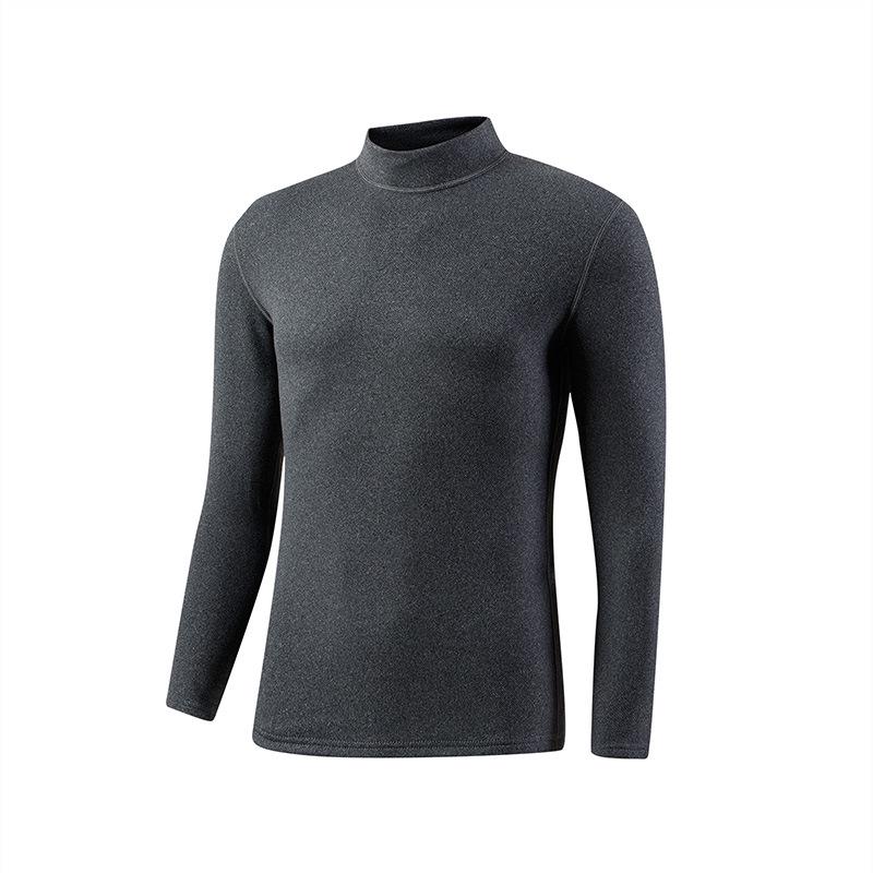 Unisex White Long-Sleeve Thermal Top - Korean Style Half Turtleneck for Autumn/Winter