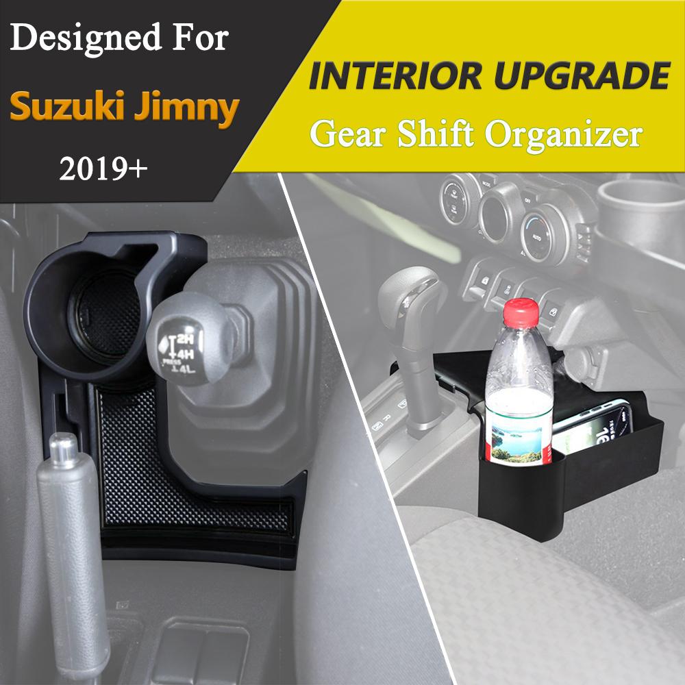 Schaltgetriebe Aufbewahrungs-Organizer Becherhalter für Suzuki Jimny JB64 Automatikgetriebe 4WD 2019-2026 Mittelkonsolenbox Innenzubehör