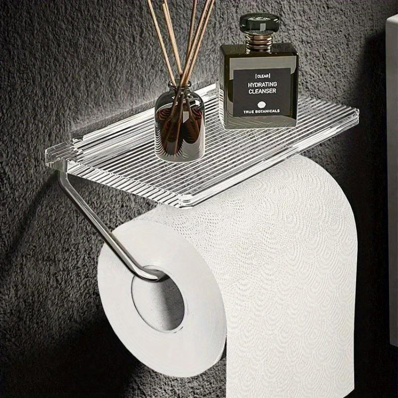 Luxury Gold Toilet Paper Holder with Shelf No Punching Acrylic Roll Paper Holder Tissue Hanger Bathroom Accessories Bathroom
