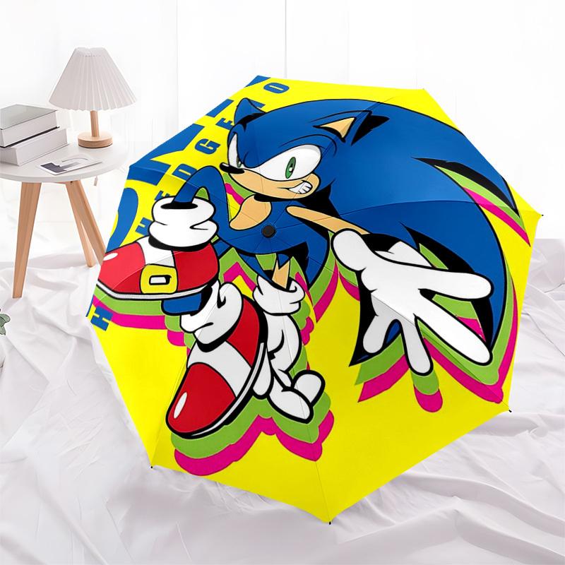 1pc Sonic the Hedgehog Automatic Opening Folding Umbrella with 8-Bone Iron Frame - Portable Travel for Fans, Everyday Use, and Festive Gifts.Q089