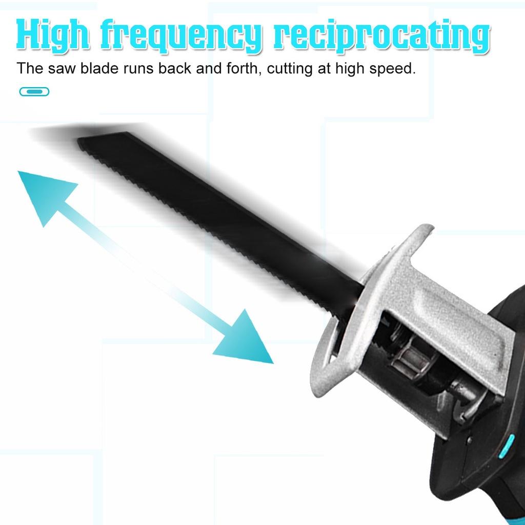 98VF Green Cordless Reciprocating Saw with 1/2pc Li-ion Battery 4 Blades Portable Rechargeable Metal Wood Cutting Tool