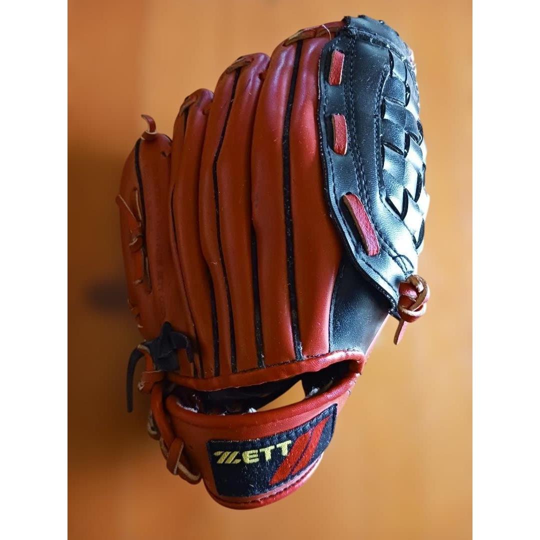 Used ZETT Baseball Glove Red Black for Children