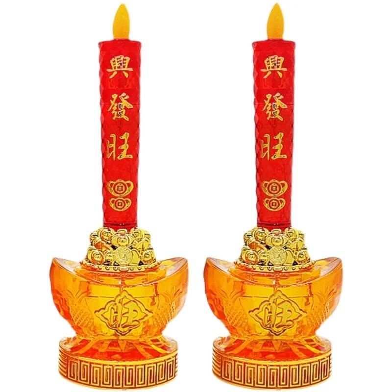 2 Stück Simulationsflamme Buddhistische Guanyin Verehrtes Ornament Heim Fengdhui Dekoration Bringt Glück