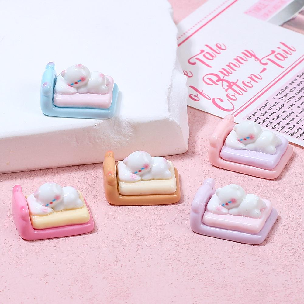 3D Lying Cat DIY Hair Clip Kit - Cream Glue & Resin Accessories