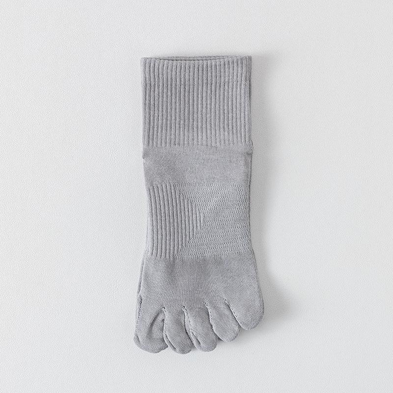 Five-fingered Socks for Men, Summer Thin Cotton Socks, Sweat-absorbing and Breathable, Boneless Sports Mid-calf Socks, Toe-separating Short Socks