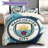 Manchester City FC Pattern Bedding Home Decoration Birthday Gift (1 * duvet cover + 2 * pillowcase, without core)
