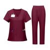 Damen-Uniformset mit V-Ausschnitt Kurzarm-Oberteil und Hose