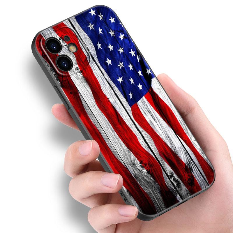 Custodia per telefono con aquila bandiera americana USA per Apple iPhone 14 13 12 Mini 11 Pro Max 7 8 XR X XS 7 8 Plus SE 2020 2022 Cover Nera