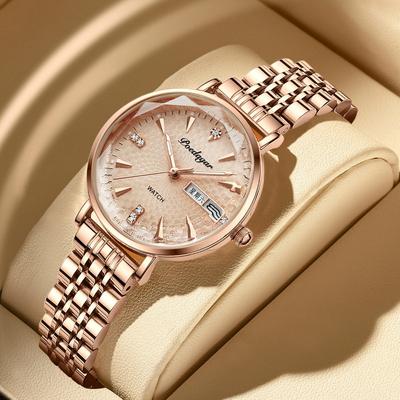 New Top Brand Waterproof Double Calendar Women's Watch Female Student's Steel Band Korean Style Fashion Watch