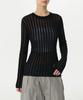 MUSINSA STANDARD WOMAN Women'S Flat Yarn Vertical Crochet Crew Neck Knit [Black]