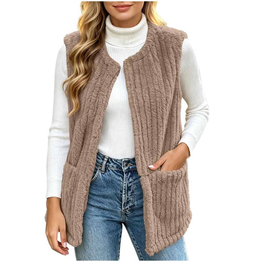 Women's Casual Sleeveless Vest Jacket with Pockets for Everyday Wear