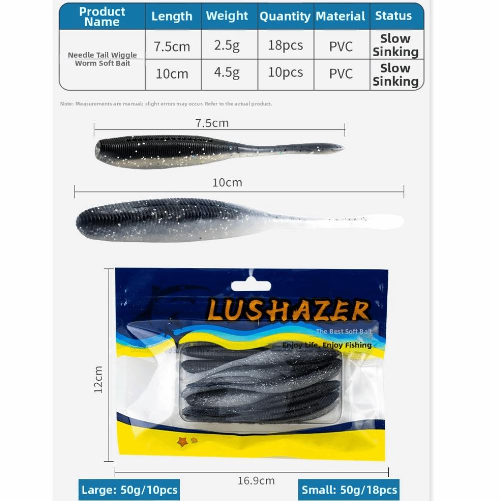 Confezione da 10/18 pezzi Lunghezza 75mm/100mm Esca Morbida Esche da Pesca Esca Morbida Realistica Pesca in Acqua Dolce