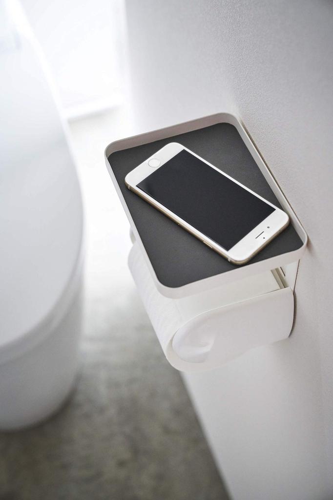 Yamazaki Jitsugyo Toilettenpapierhalter Oberes Regal Weiß Ca.. B17 x T12,5 x H16,5cm Tellerregal Zubehörhalter Toilette 4435