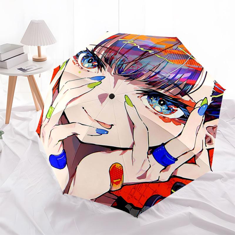 1pc Outdoor Umbrella with Anime Character Design - Automatic Opening/Closing, Portable 3-Fold Design, 8-Rib Iron Frame - Perfect Gift for Fans, T