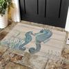 Welcome Doormat with Seahorse Pattern - Machine Washable - Suitable for Bathroom, Living Room, Bedroom, Kitchen, Office