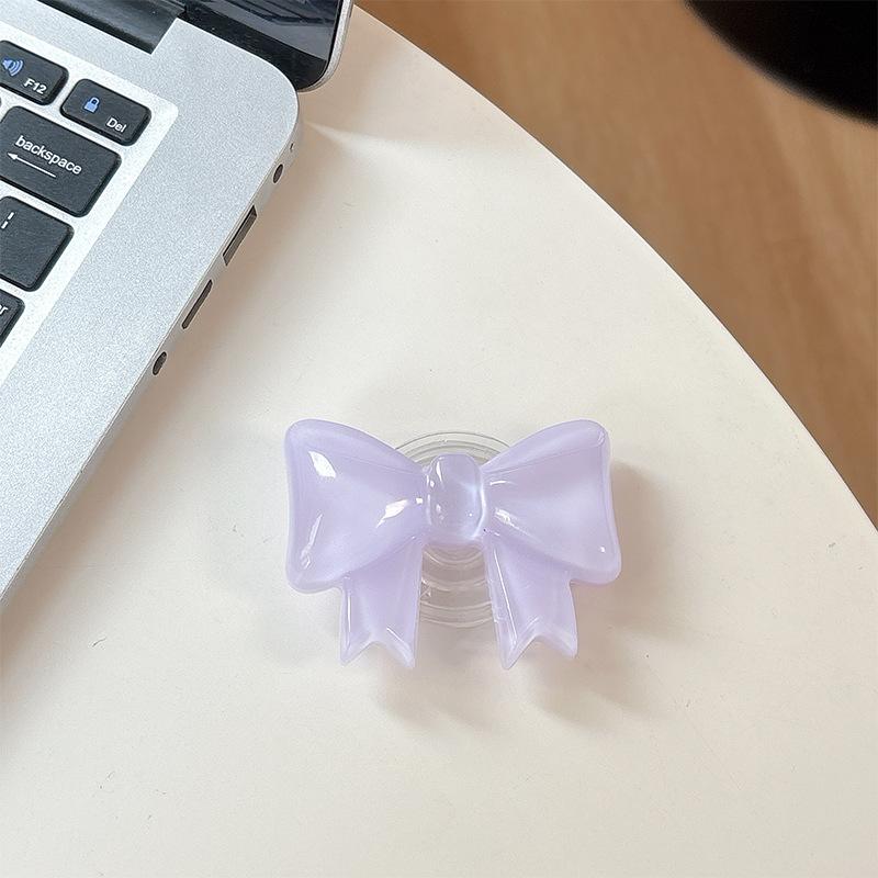 Solid Color Bow Mobile Phone Airbag Bracket Paste Retractable Ring Girl Desktop Drama Support