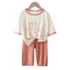 Kids Summer Thin 3/4 Sleeve Pajama Set Boys Girls Medium Large Children Air Conditioned Room Homewear