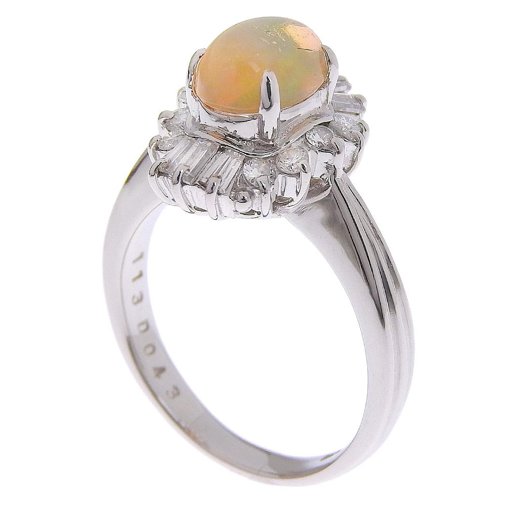Ring Pt900Platinum/opal/diamond #6.2(US Size) 7.4g Women Used