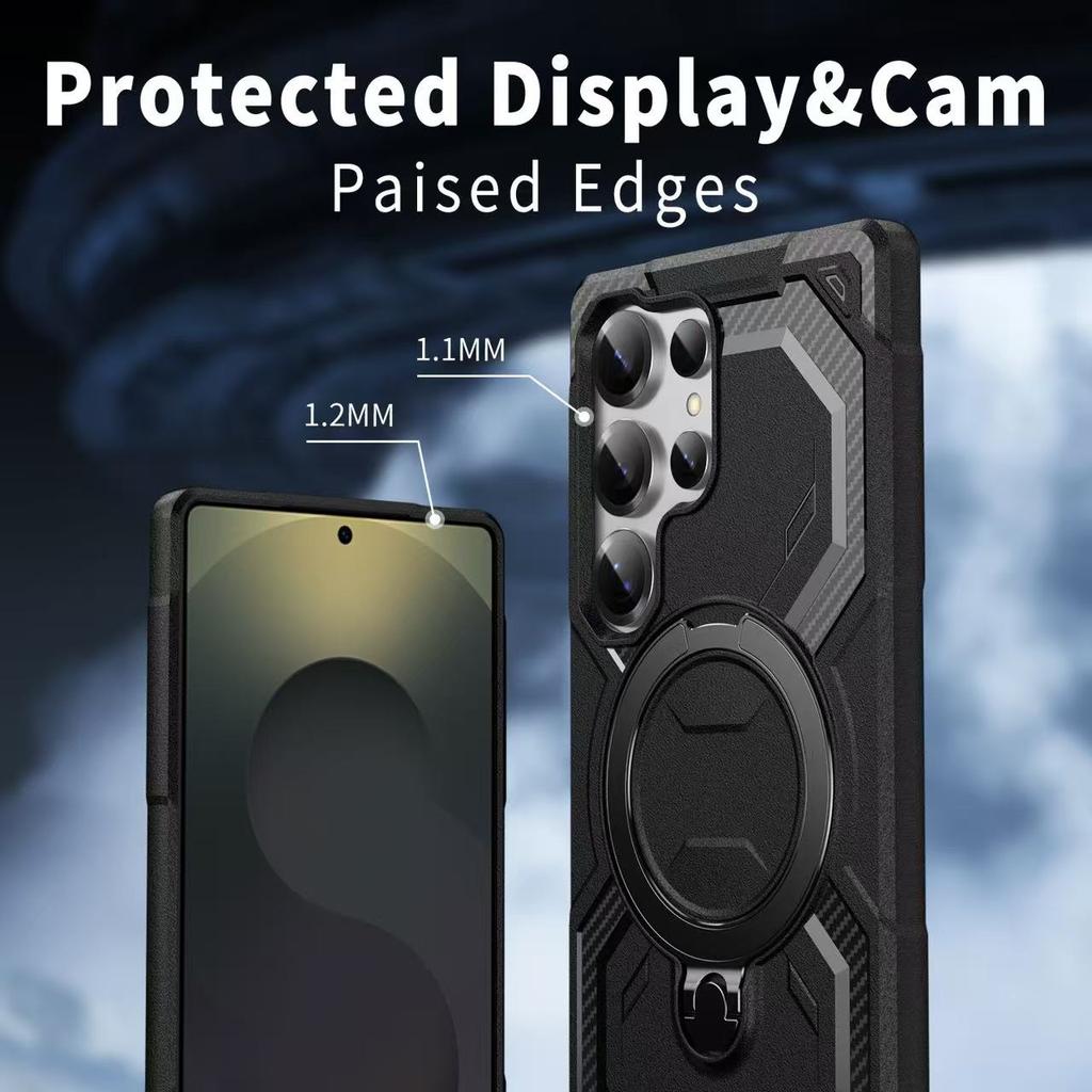 Rotating Bracket Ring Anti Drop Car Magnetic Protective Cover for Samsung Galaxy S25 S24 S23 S22 S21 Ultra Plus FE A55 Case
