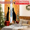 2D FLAT PRINTING 2pcs Curtains (Without Rod) Cat and Birds Window Scene New yearFestival Popular Curtains&Drapes Durable