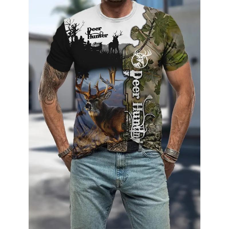 Duck Hunting Dog T-shirts 3D Print Deer Hunter Men's Streetwear Fashion Short Sleeve O-Neck T Shirt Oversized Tops Tees Clothing