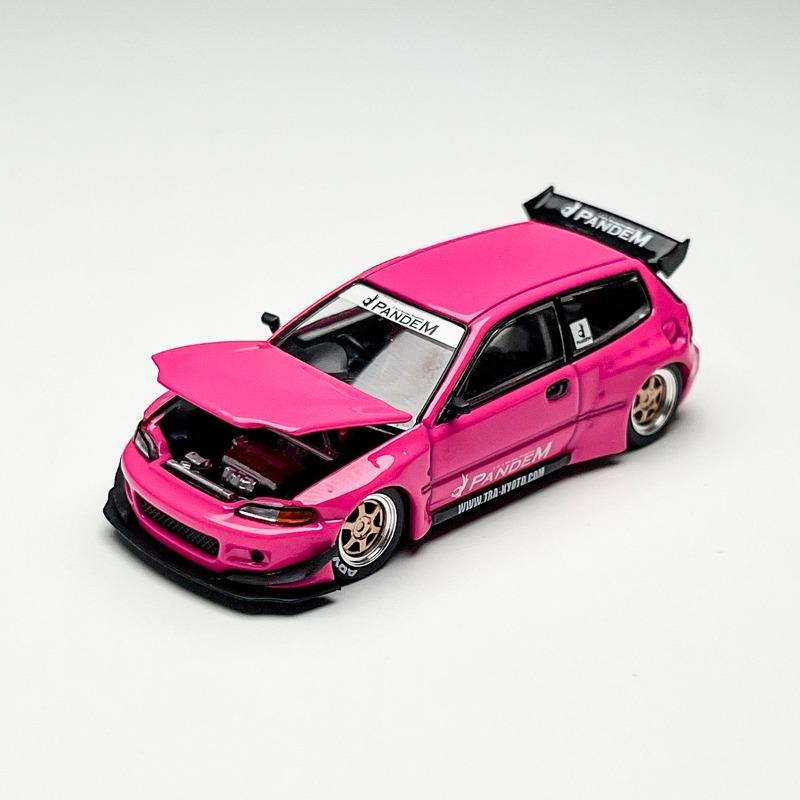 POPRACE Diecast 1/64 Scale Honda Pandem Civic EG6 Sports Car Model Alloy Honda Pandem Civic EG6 Car Model Static Ornament