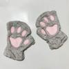 Cartoon Winter Gloves Women's Bear Plush Cat Paw Claw Gloves Cute Short Fingerless Fluffy Bear Claw Mittens For Girls Gift Party