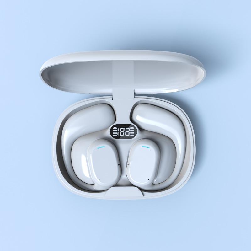

Открытые наушники, наушники с воздушной проводимостью, беспроводные наушники Bluetooth 5.3, светодиодный дисплей, зарядный кейс, дизайн для бега и фитнеса Wireless белый